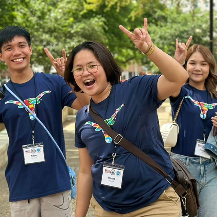 GCP participants show their longhorn pride in this group photo on campus