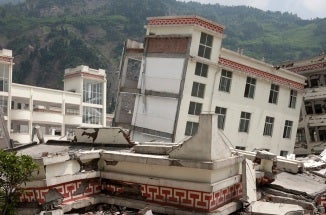 Buildings sit at bizarre angles after an earthquake in China