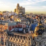 Aerial view overlooking a city in Spain.