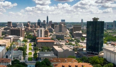 an aerial view of the austin skyline