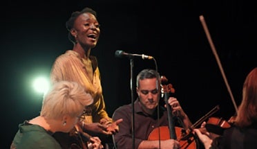 Nathalie Joachim and Spektral Quartet performing together