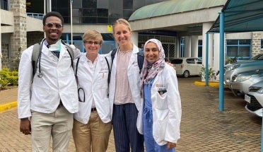 Pictured from left to right: Ife Shoyombo, Dell Med class of 2022; Katie Jenson, Dell Med class of 2022; Catherine Dawson, Dell Med class of 2022; Maliha Khan, Dell Med class of 2022.