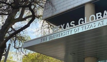 The building sign for Texas Global at 2400 Nueces St. in Austin
