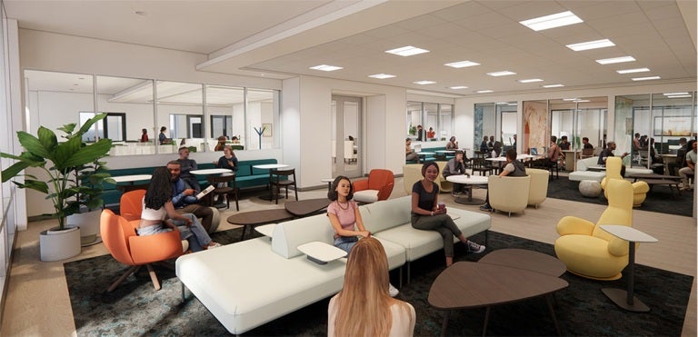Equally impressive is the innovative Global Lounge, featuring state-of-the-art technology for making virtual connections with friends from around the world at hybrid events, as well as ample space for in-person gatherings.