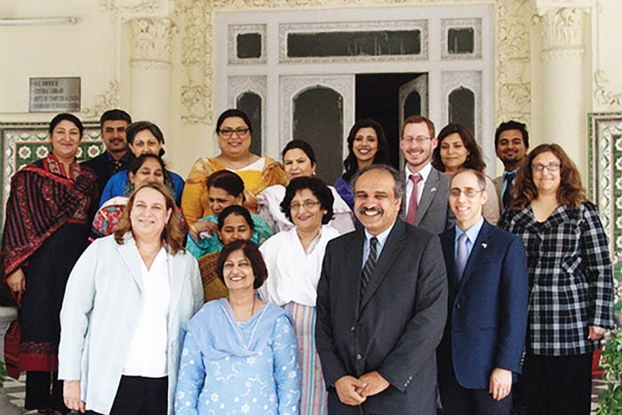 Group shot of Pakistani scholars visiting UT's South Asia Institute